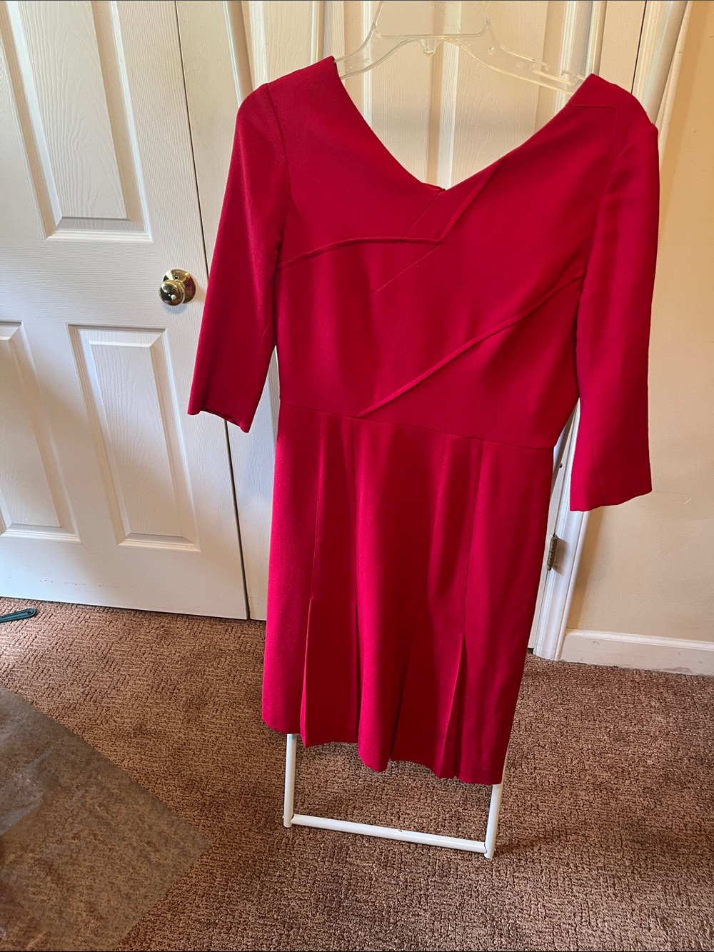 Carlisle Red V-Neck Fit-and-Flare Midi Dress
